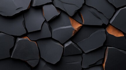 Fototapeta premium Dark graphite rock surface with void holes showcasing a rugged texture and a grunge charcoal aesthetic in a striking design