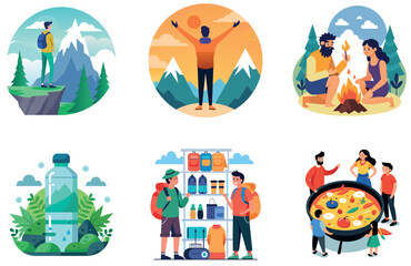 Camping Glow. A Bundle of Vintage and Rustic Collection Stickers