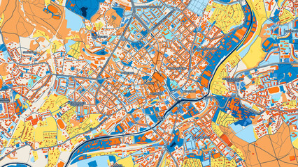 Colorful Plauen Street Map with Labels and Buildings