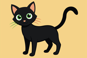 Black cat silhouette and vector illustration.