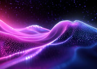 Fototapeta premium Futuristic Digital Landscape with Neon Colors and Low Poly Geometric Patterns for Data Visualization and Cloud Computing