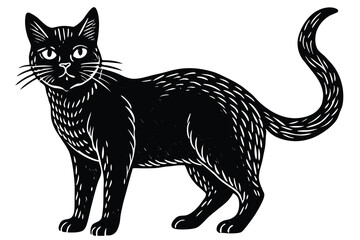 Obraz premium Black cat silhouette and vector illustration.