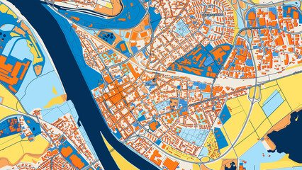 Colorful Neuwied Street Map with Labels and Buildings