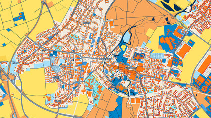Colorful Grevenbroich Street Map with Labels and Buildings