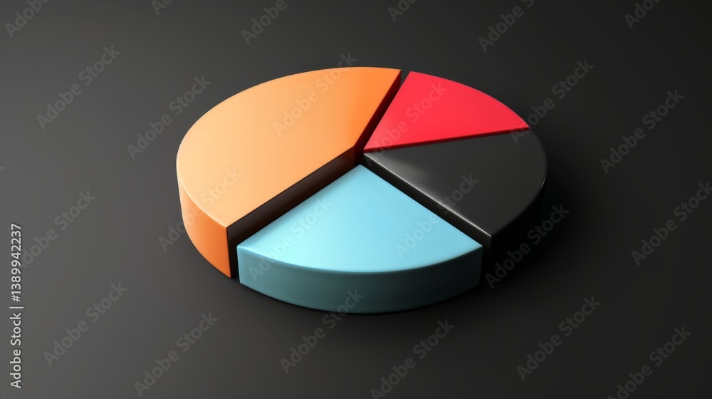Aufkleber d pie chart in grayscale with one bright-colored part as a highlight