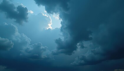 Fototapeta premium Heavy, dark grey clouds amass, threatening rain , stratus, moody