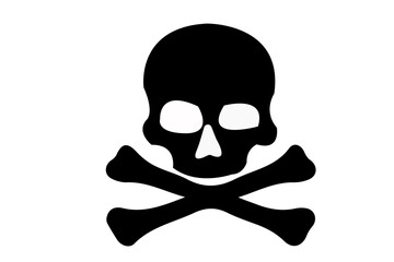 human skeleton a danger sign/Skull and Crossbones Icon on White Background. Human skeleton. Skelton Hazard.