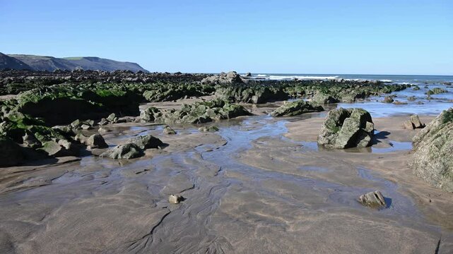 Perfect spring day on Widemouth beach Cornwall