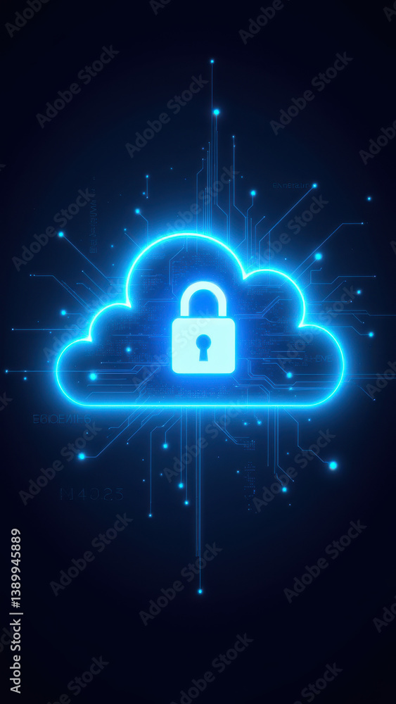 Aufkleber a digital illustration of a cloud with a lock icon symbolizing cloud computing security.