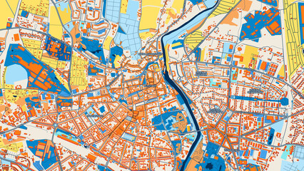 Colorful Gorlitz Street Map with Labels and Buildings