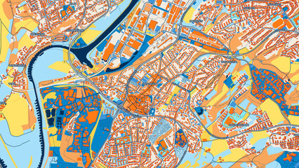 Colorful Hattingen Street Map with Labels and Buildings