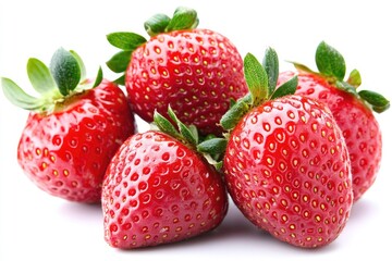 Fresh red strawberries clustered