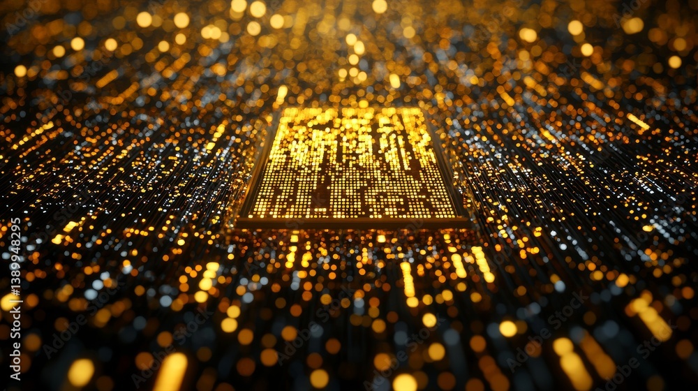 Aufkleber digital data stream glow abstract concept technology virtual environment aerial view illuminated vis