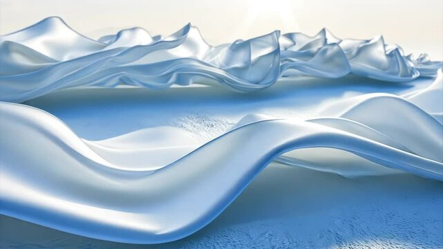 Abstract flowing white fabric, textured folds and creases, resembling icy landscape