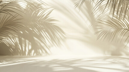 Obraz premium Abstract background with palm leaf shadow on a white wall