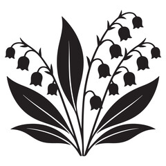 Lily of the valley flowers. Vector black silhouettes. with white background © firoz