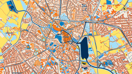 Colorful Nordhorn Street Map with Labels and Buildings