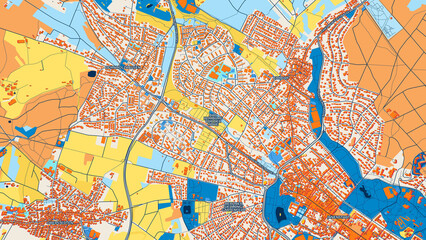 Colorful Bad Homburg vor der Hohe Street Map with Labels and Buildings