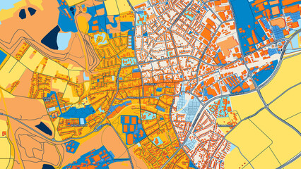 Colorful Frechen Street Map with Labels and Buildings