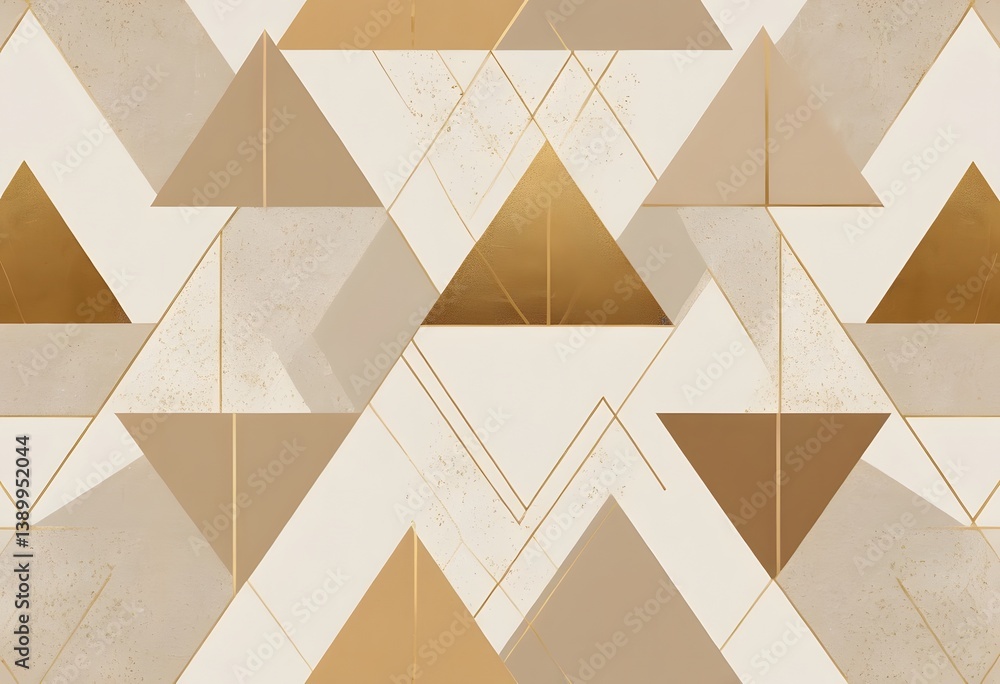 Poster geometric beige gold pattern, abstract shapes for modern background. warm tones blend creating depth