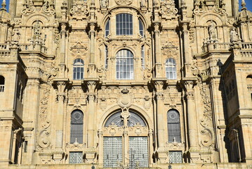 Façade de la cathédrale Saint-Jacques à Compostelle. Espagne