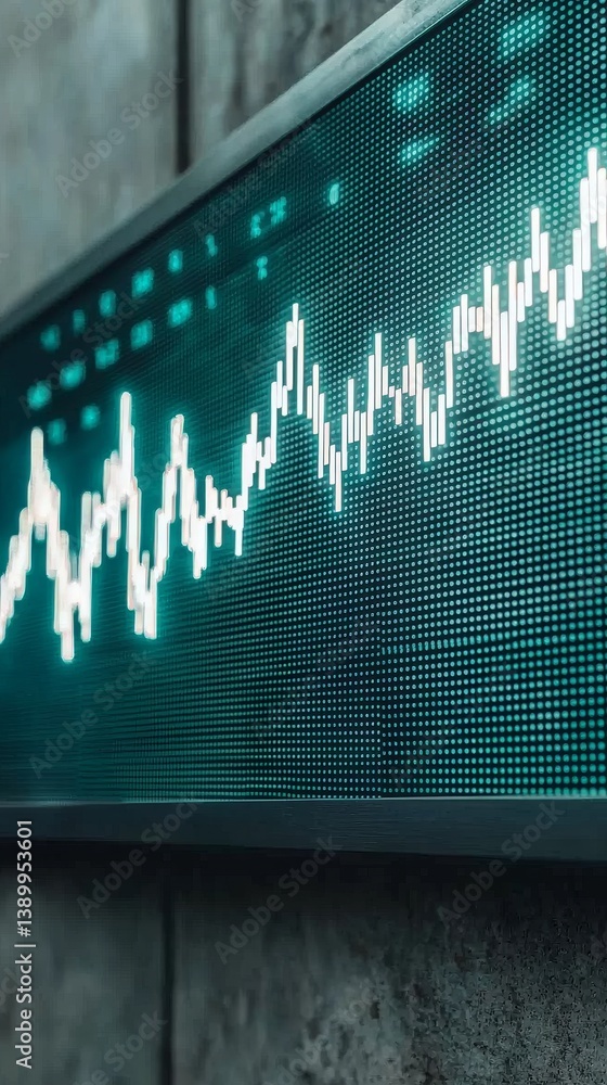 Poster stock market data display financial trends digital monitor urban environment close-up view data visu