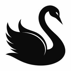 Stylish Black Swan Graphic Vector
