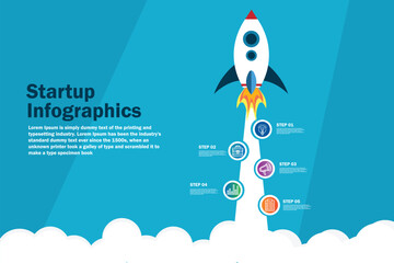 Startup infographics with 5 circle vertical data template