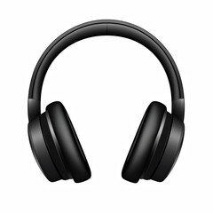 Modern black wireless over-ear headphones with sleek design and soft cushioned ear pads, realistic audio device, isolated on transparent background