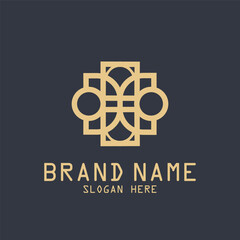 luxury interior logo outline pattern icon vector illustration template design