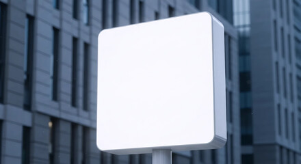 Blank White Vertical Sign Mockup on City Street Background
