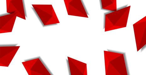 3D Modern Red Geometric On White Background With Copy Space. Abstract Business Banner. Vector Illustration. Wallpaper
