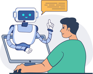 man talking ai chatbot ai robot assistant provide online customer support