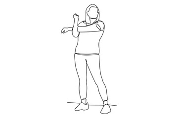 Single continuous line drawing of people doing morning exercise. Morning activity minimalist concept. art line. Simple line