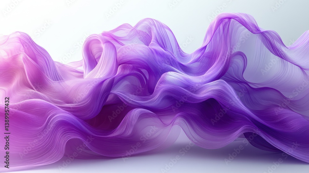 Aufkleber elegant flowing purple satin wave abstract design 3d rendering