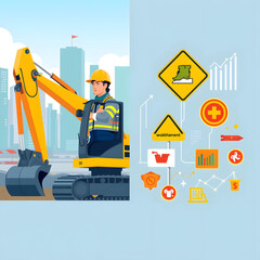 Conceptual illustration showcasing diverse professionals at industrial factory setting