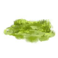 Watercolor Illustration of Lush Spring Grass Patch