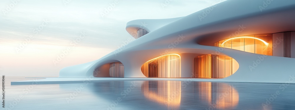 Fototapete modern minimalist architecture background with smooth curves and soft lighting for graphic design