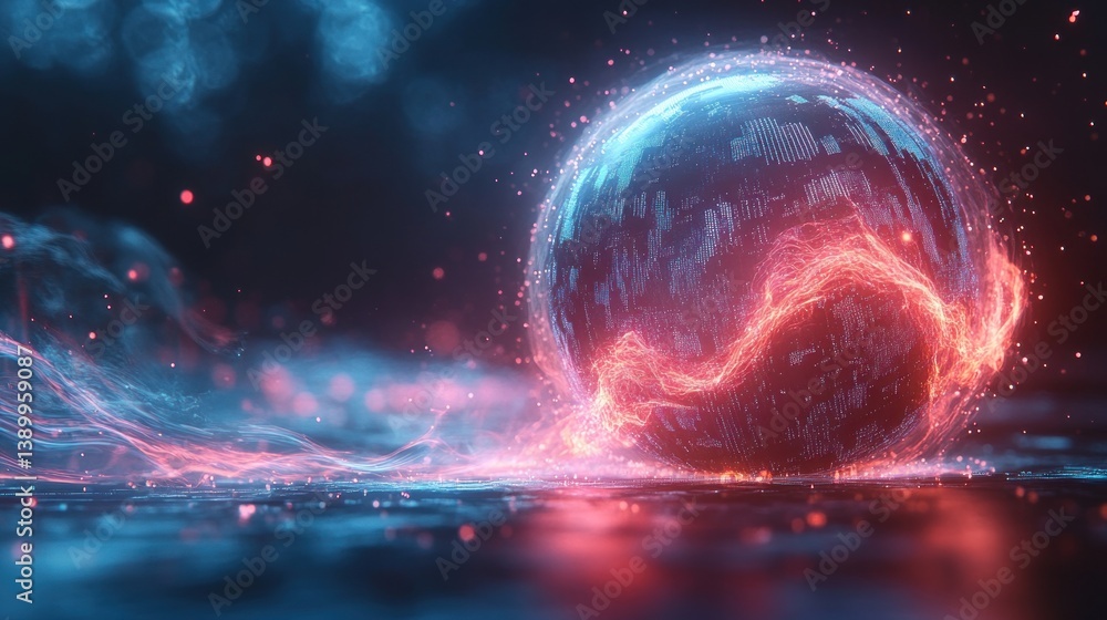 Poster cybersecurity global communication data protection digital network technology information visualizat