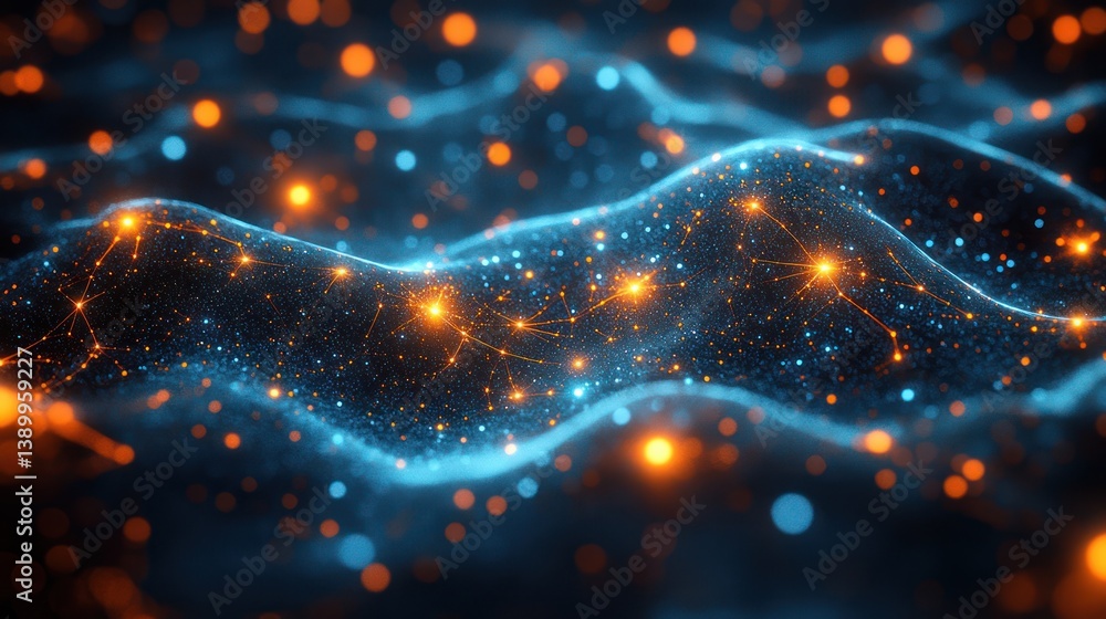 Leinwandbilder futuristic technology abstract background with glowing nodes and digital network