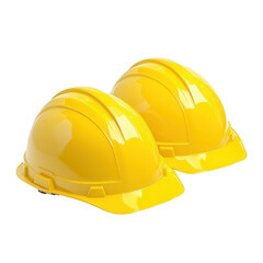 Fototapeta premium Two yellow hard hats on a black background.
