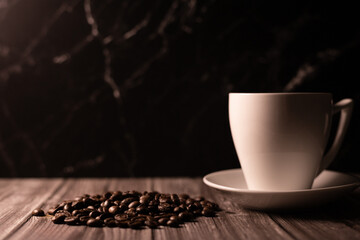 Decaf coffee. Coffee on a dark background