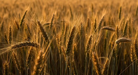 Obraz premium Golden hour in a wheat field, a symbol of agricultural abundance