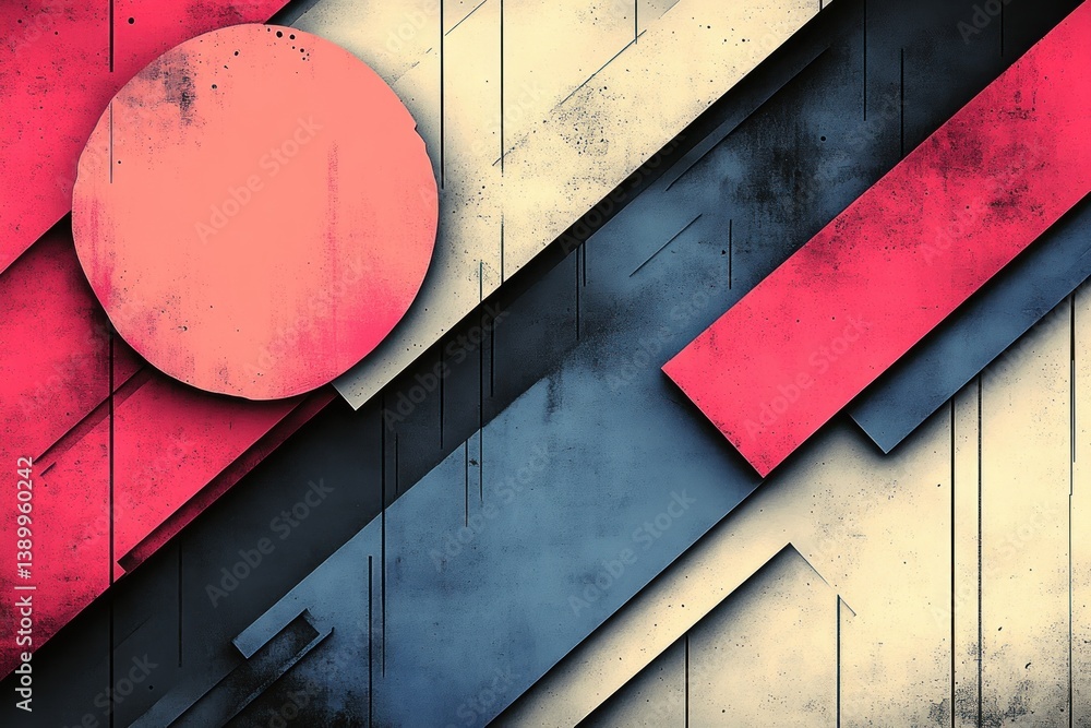 Poster geometric-pattern-abstract-art-bold-pastel-colors-symmetrical-flat-design-minimalistic
