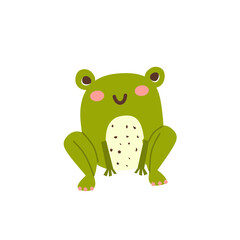 Fototapeta premium Cheerful Green Frog Illustration: Simple, Childlike Design