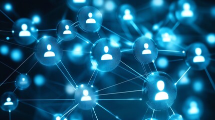Abstract futuristic network connections with blue tones, digital business communication
