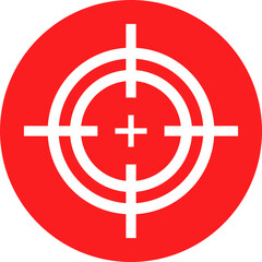 Target destination icon in flat style. shooting sniper rifle target circle symbol isolated on transparent background