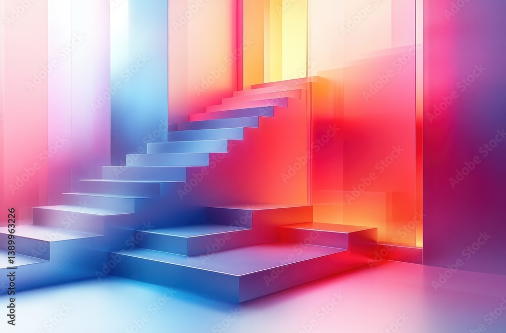 Aufkleber geometric abstract shapes floating on white background with pastel gradients in modern design