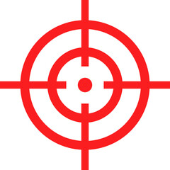 Target destination icon in flat style. shooting sniper rifle target circle symbol isolated on transparent background