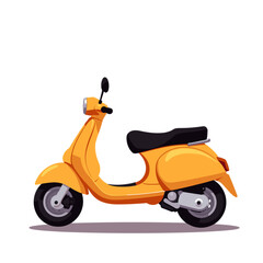 Yellow Scooter Illustration on White Background  